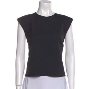 Tibi Black Cap-Sleeve Crewneck Top
